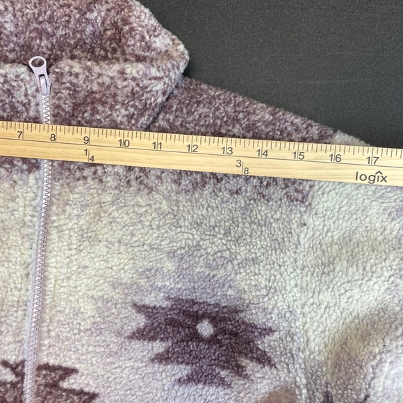 Cabelas Outerwear Purple Fleece Zip Up Southwestern Aztec Print Jacket Size S - Picture 9 of 11